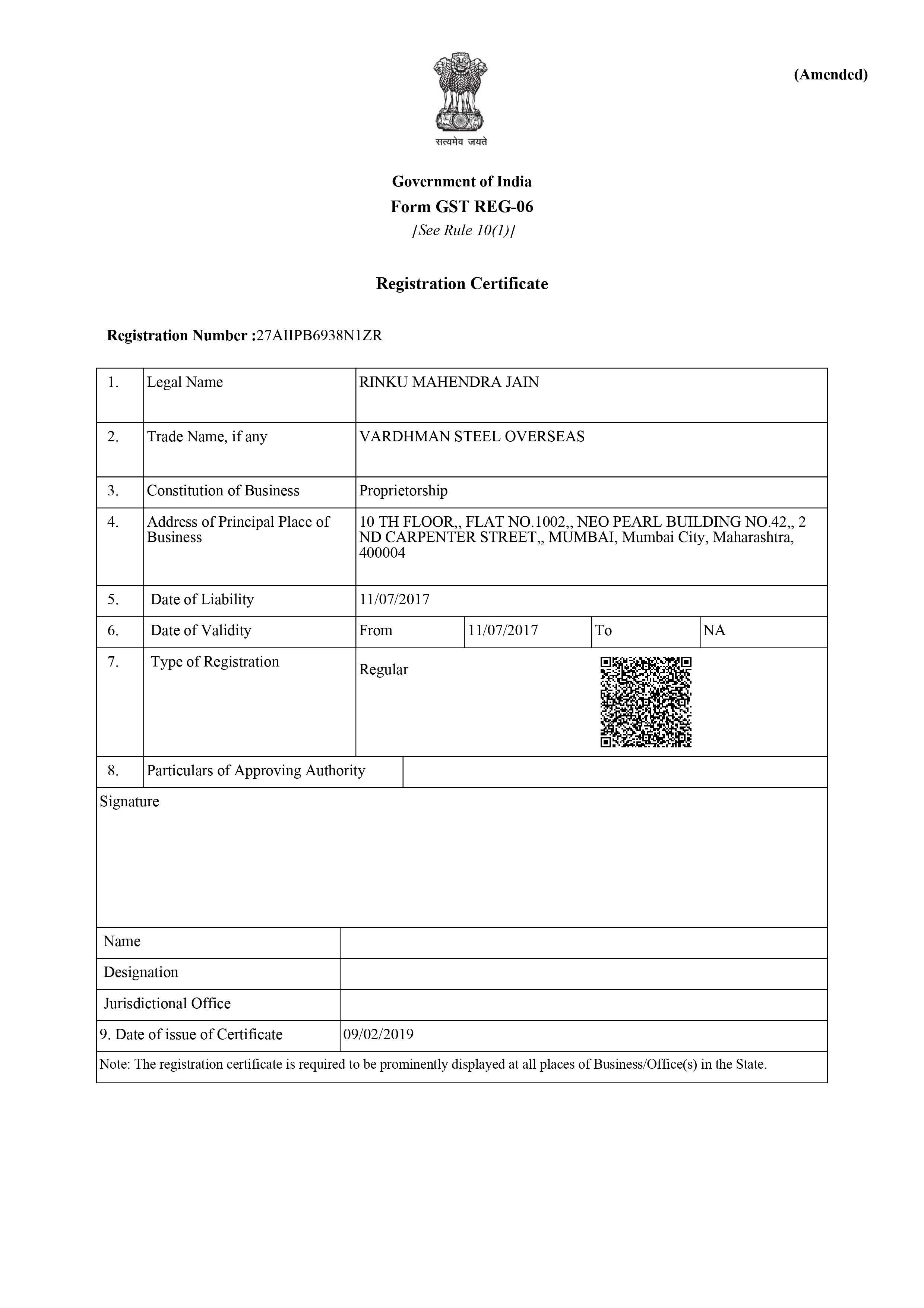 GST Certificate